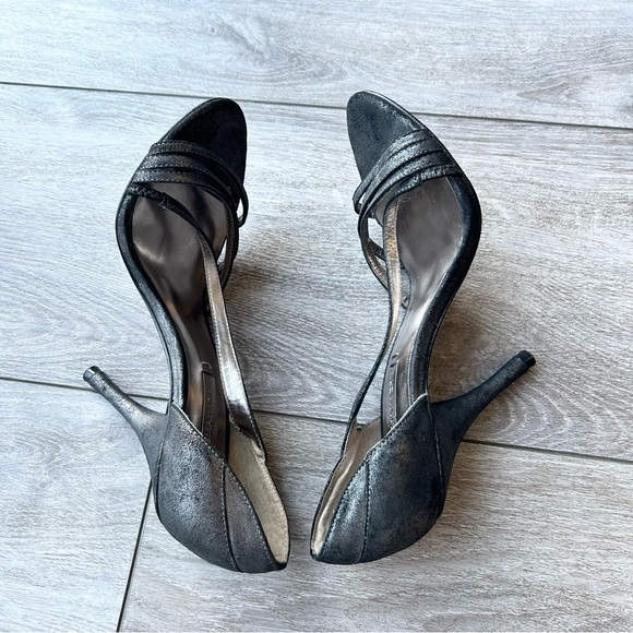 BCBGMAXAZRIA Metallic Black All Leather Heeled Sandals - Picture 8 of 14
